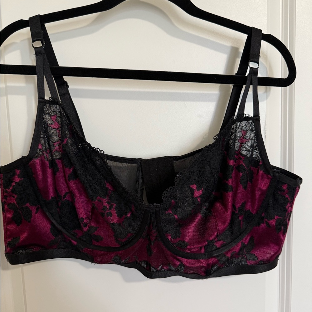 Torrid Black and Purple Lace Bra